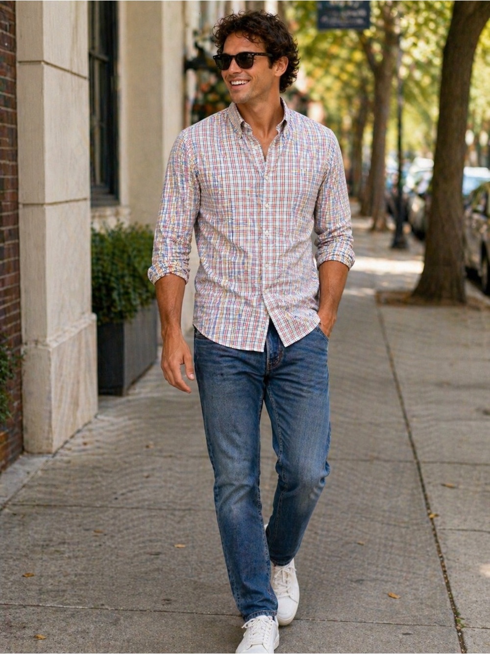 Oliver Ridley Men's Multicolor Plaid Button-Down Shirt